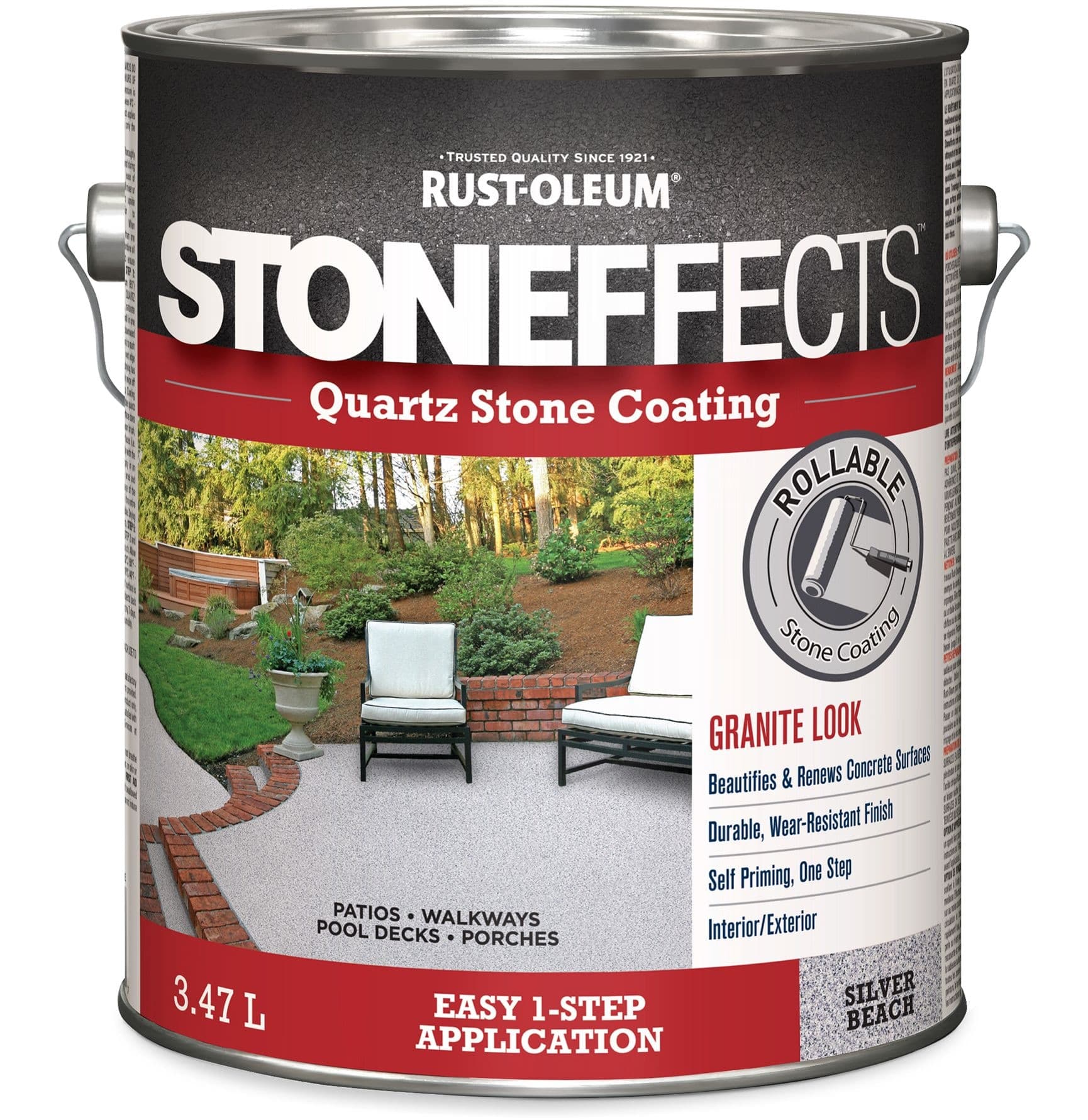 Rust-Oleum Stoneffects Decorative Quartz Stone & Concrete Coating Paint, Silver Beach, 3.47-L