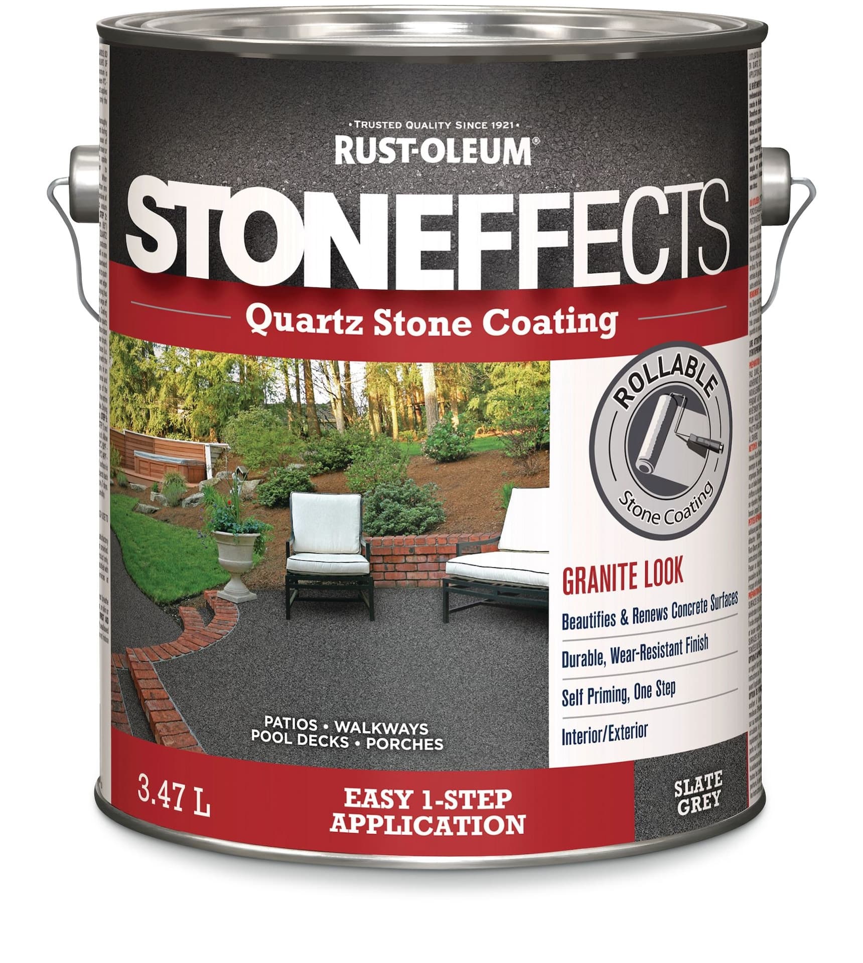 Rust-Oleum Stoneffects Decorative Quartz Stone & Concrete Coating Paint, Slate Grey, 3.47-L