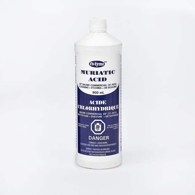 Ro-Tyme Muriatic Acid For Cleaning & Etching Concrete & Descaling Tile/Porcelain, 900-mL