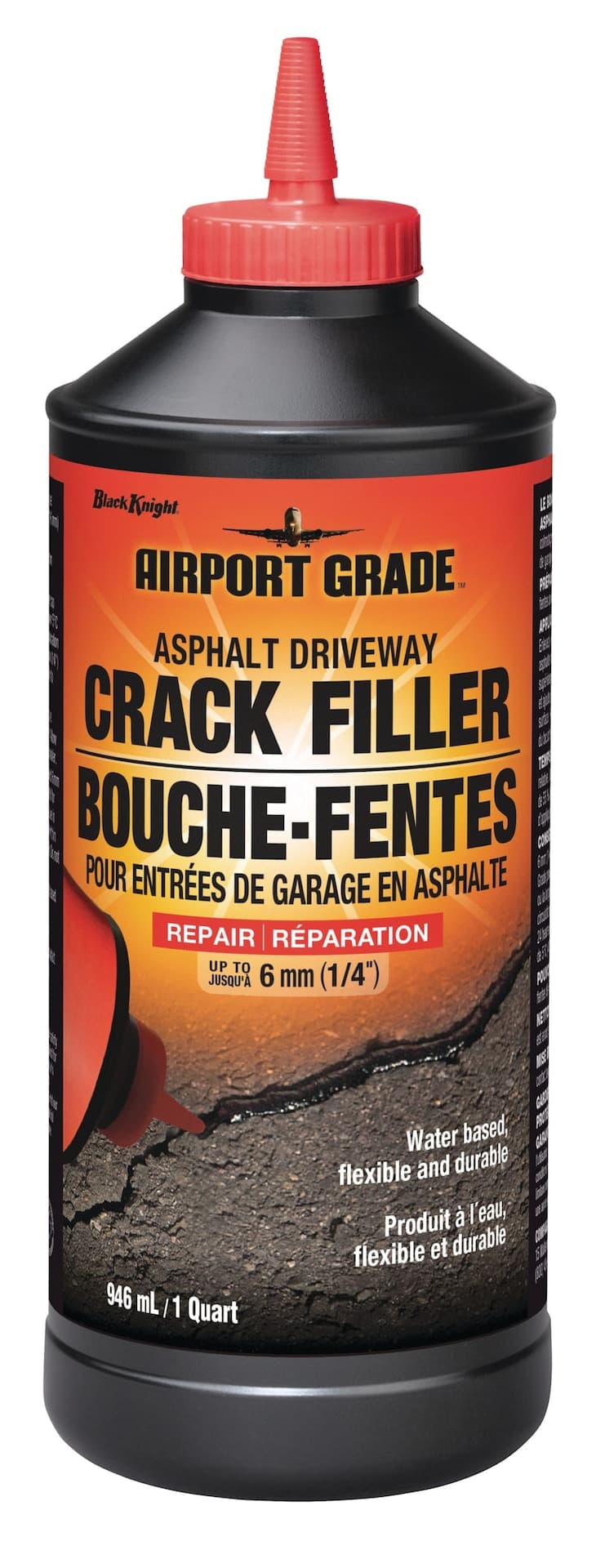 Black Knight Airport Grade Asphalt Driveway Crack Repair Filler, Rubberized Formula, 946-mL