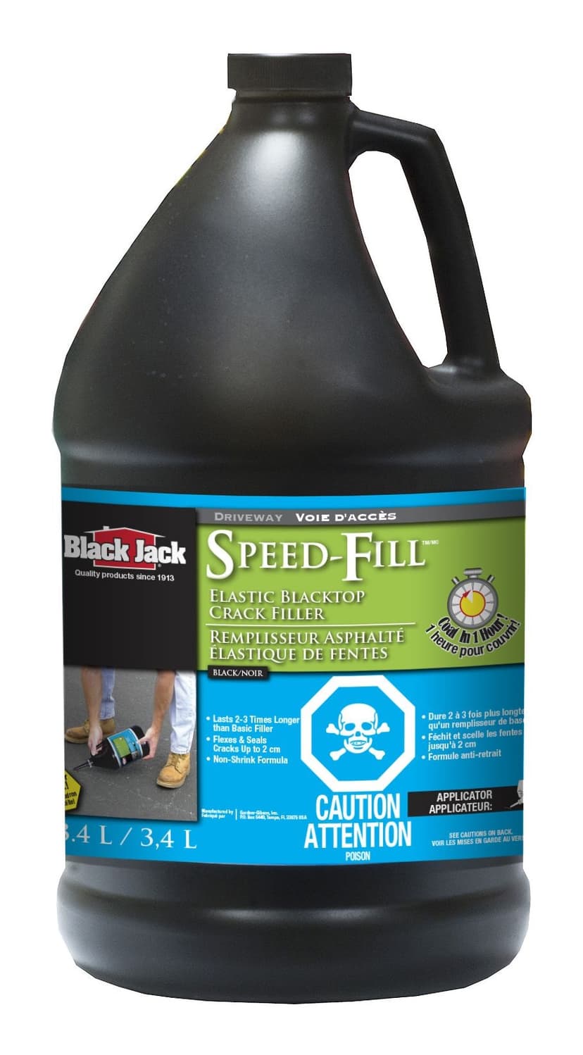 Black Jack Speed-Fill Elastic Blacktop Asphalt Driveway Pavement Crack Filler, Black, 3.4-L
