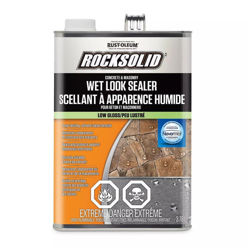 Rust-Oleum RockSolid Concrete & Masonry Wet Look Sealer, Waterproof, Low Gloss, 3.78-L