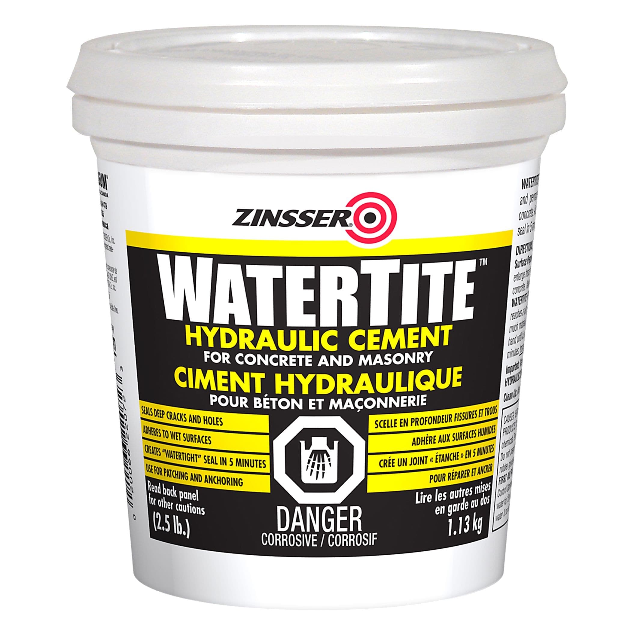 Zinsser WaterTite Hydraulic Cement For Concrete & Masonry, Fast-Setting, 2.5-lbs