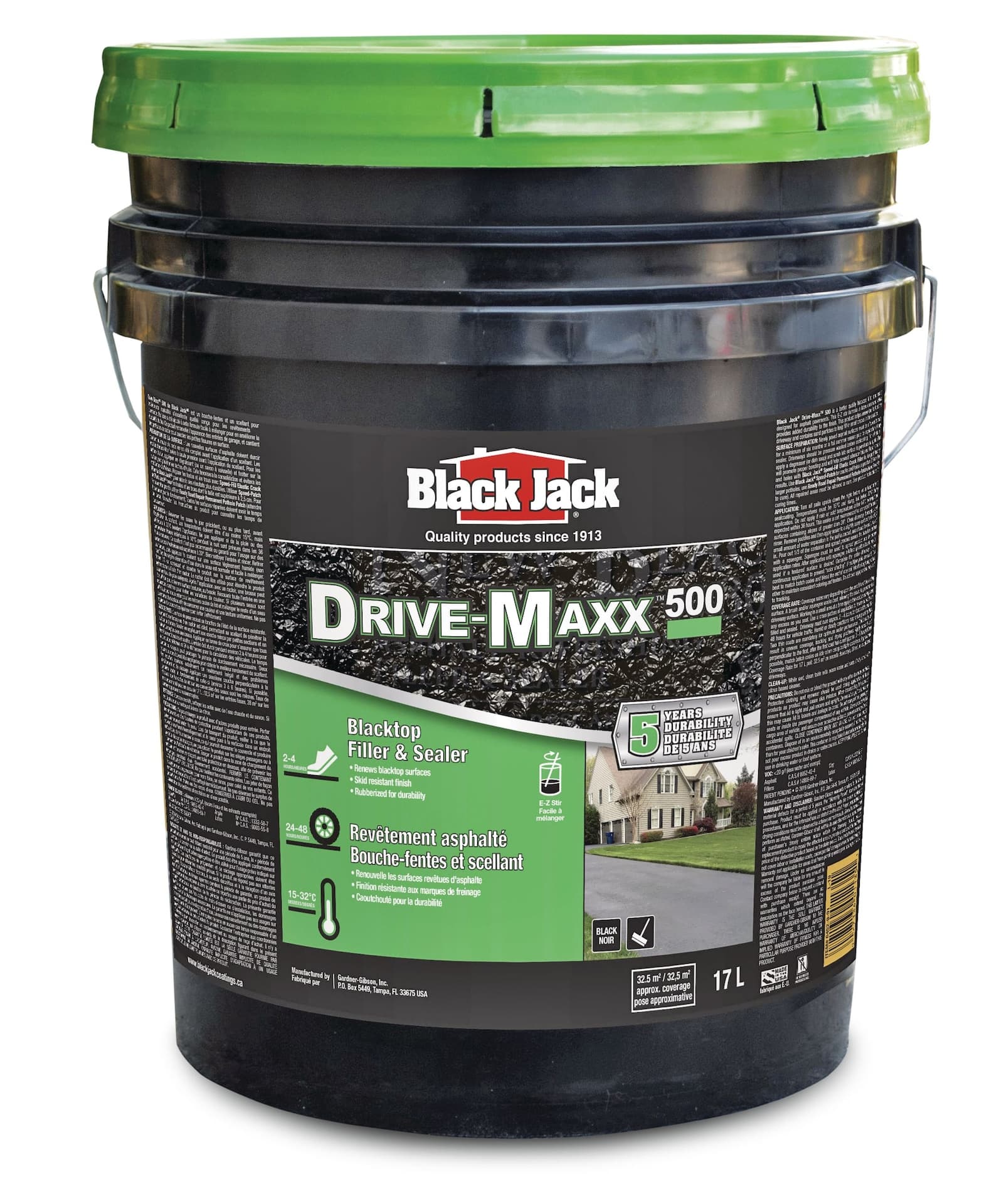 Black Jack® Drive-Maxx™ 500 5-Year Asphalt Driveway Filler & Sealer, 32.5 sq. m Coverage, 17-L
