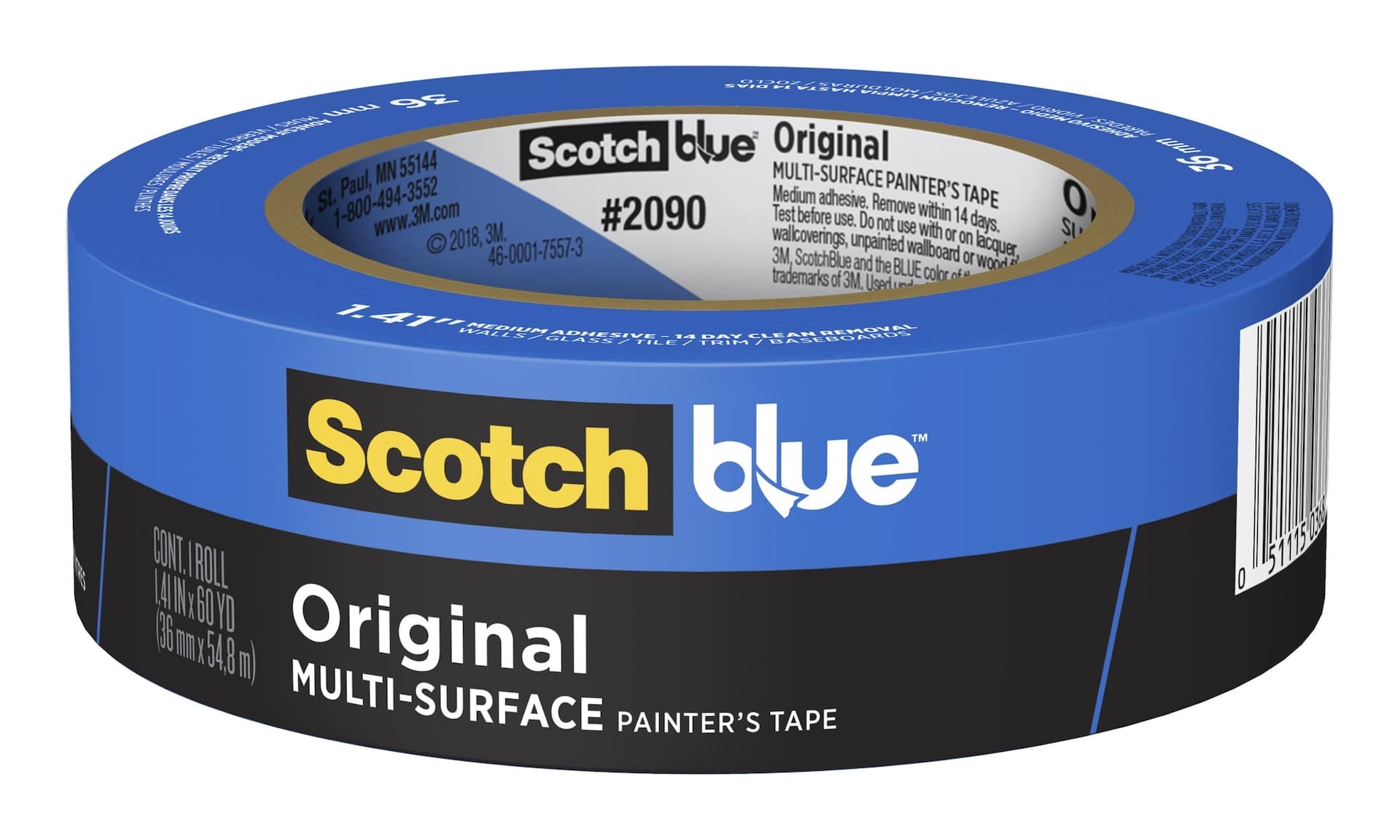 3M ScotchBlue Original Multi-Surface Painter's Tape, UV-Resistant, Blue, 1.41-in x 60-yd