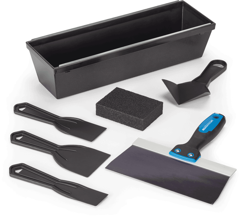 Mastercraft DIY Drywall Set with Mud Pan, Taping Knife, Corner Tool, Putty Knife & Sponge, 7-pc