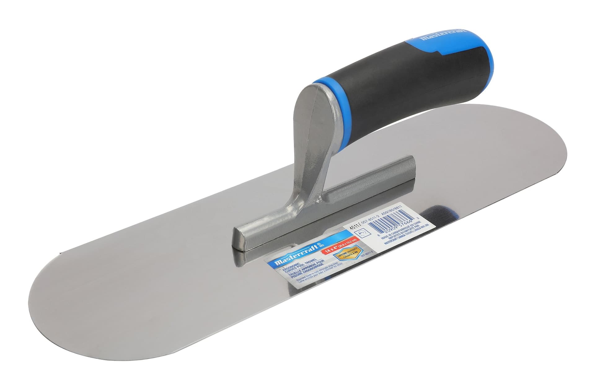 Mastercraft Steel Curved Pool Trowel with Comfort Grip For Masonry & Concrete Work, 4 x 14-in