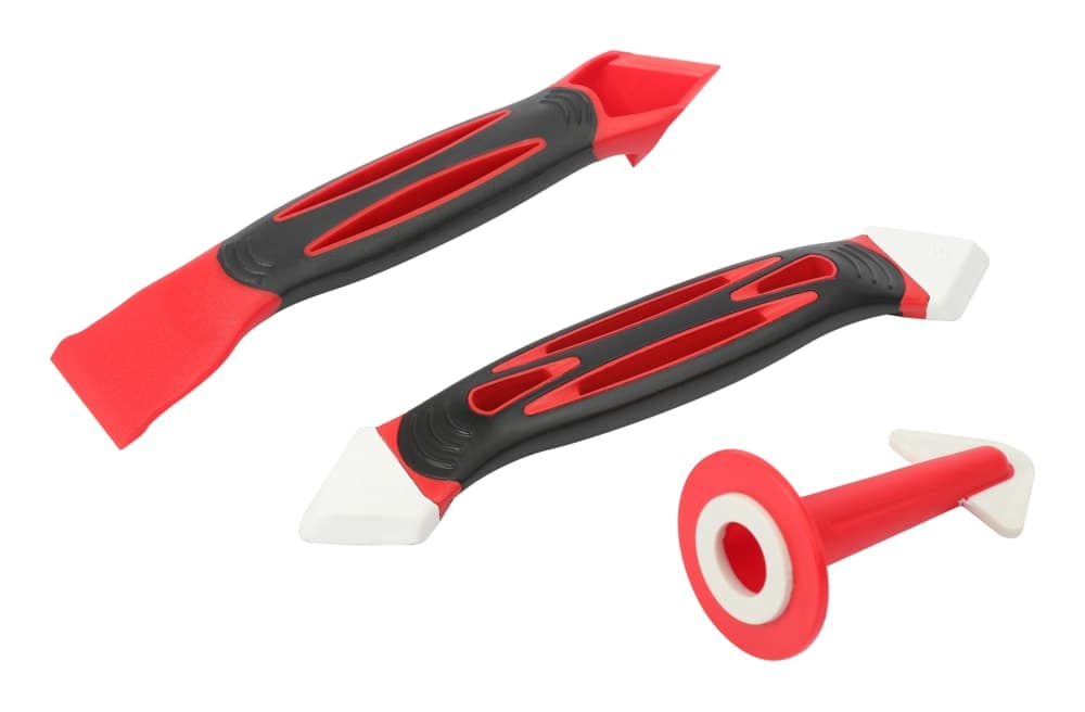 Seal-A-Crack Ergonomic Caulking Tool Kit with Applicator Tip, Edger & Scraper, 3-pc