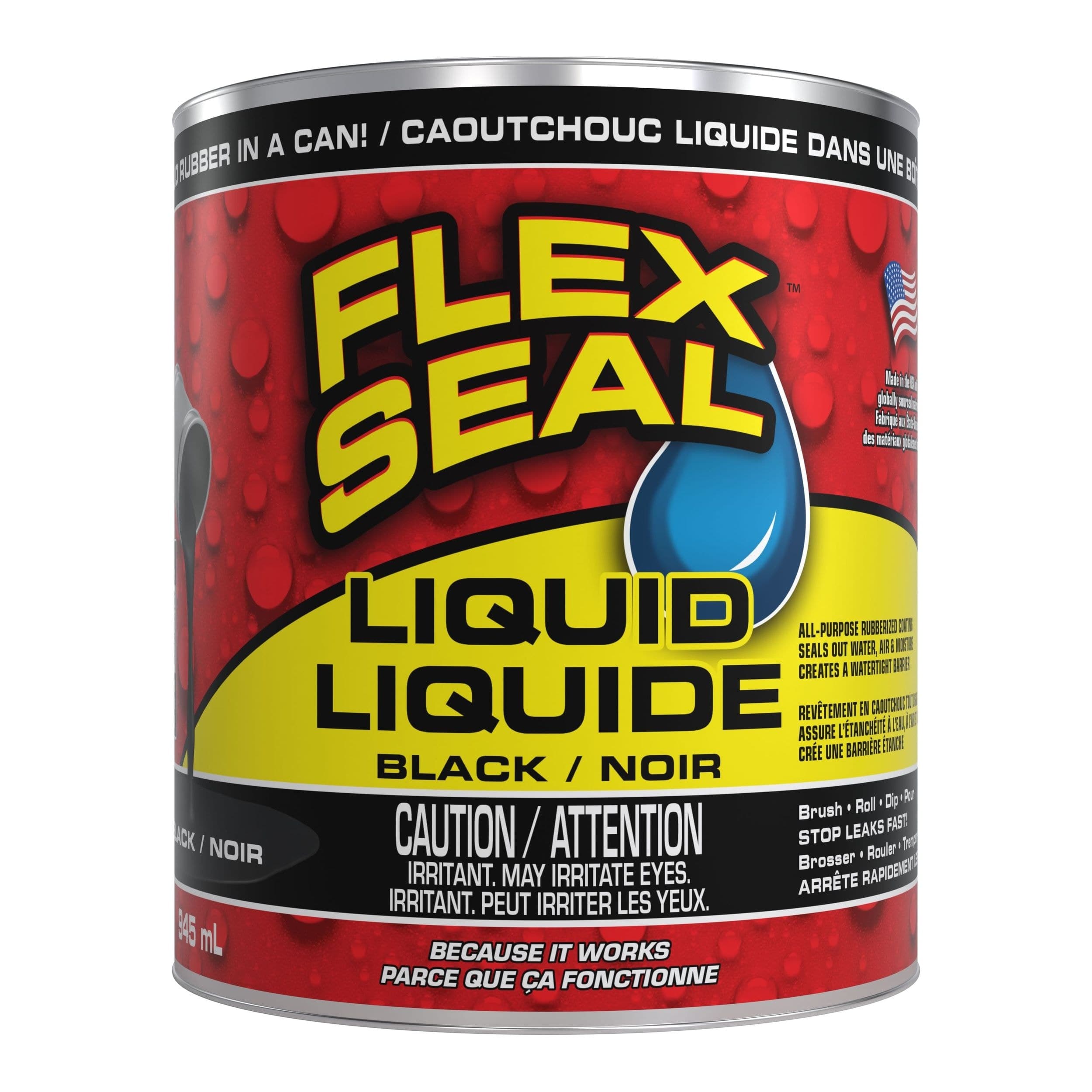 Flex Seal Liquid Rubber Sealant Coating, Paint-On Weatherproof Leak Protector, Black, 946-mL