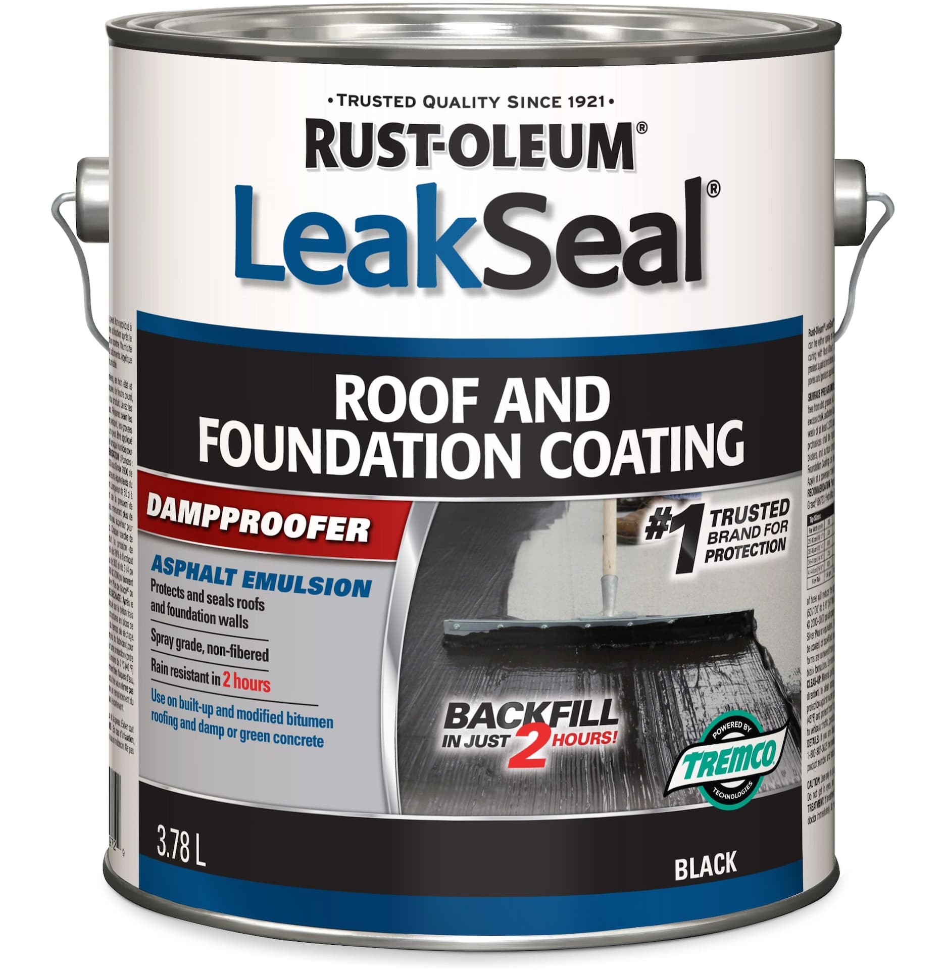 Rust-Oleum LeakSeal Waterproof Roof & Foundation Coating Damp-Proofer Sealant, Black, 3.78-L
