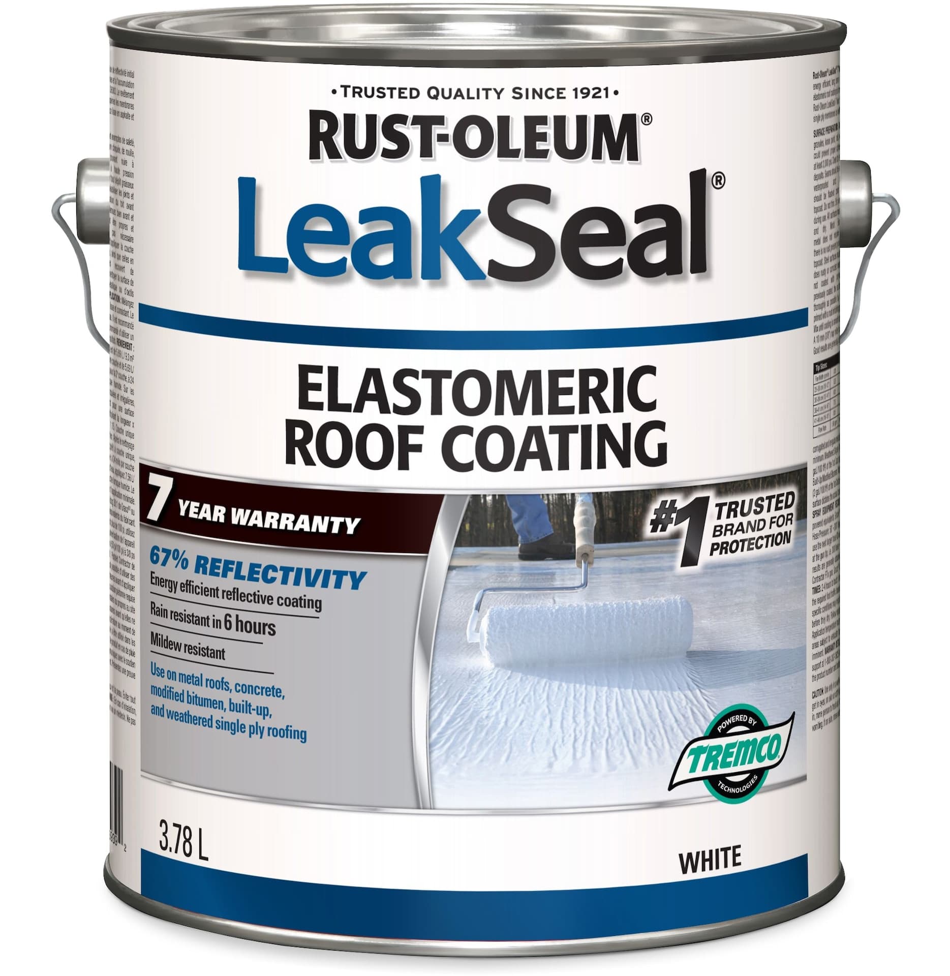 Rust-Oleum LeakSeal Elastomeric Roof Coating, Weatherproof Sealant, White, 3.78-L