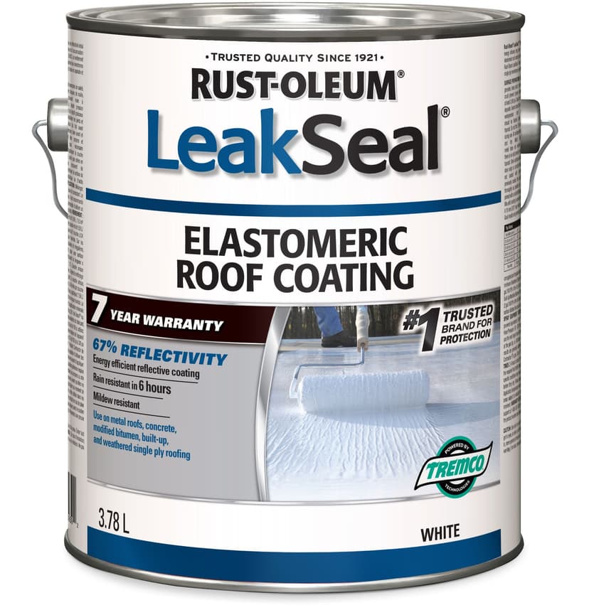 Rust-Oleum LeakSeal Elastomeric Roof Coating, Weatherproof Sealant, White, 3.78-L