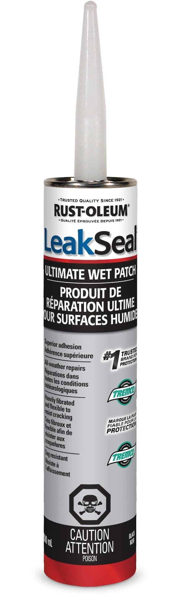 Rust-Oleum LeakSeal Ultimate Wet Patch All-Weather Surface & Roof Repairs, Black, 300-mL
