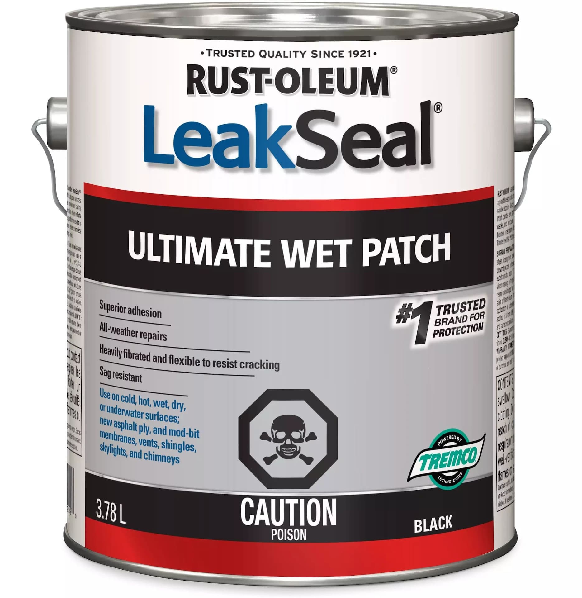 Rust-Oleum LeakSeal Ultimate Wet Patch, All-Weather Surface & Roof Repairs, Black, 3.78-L