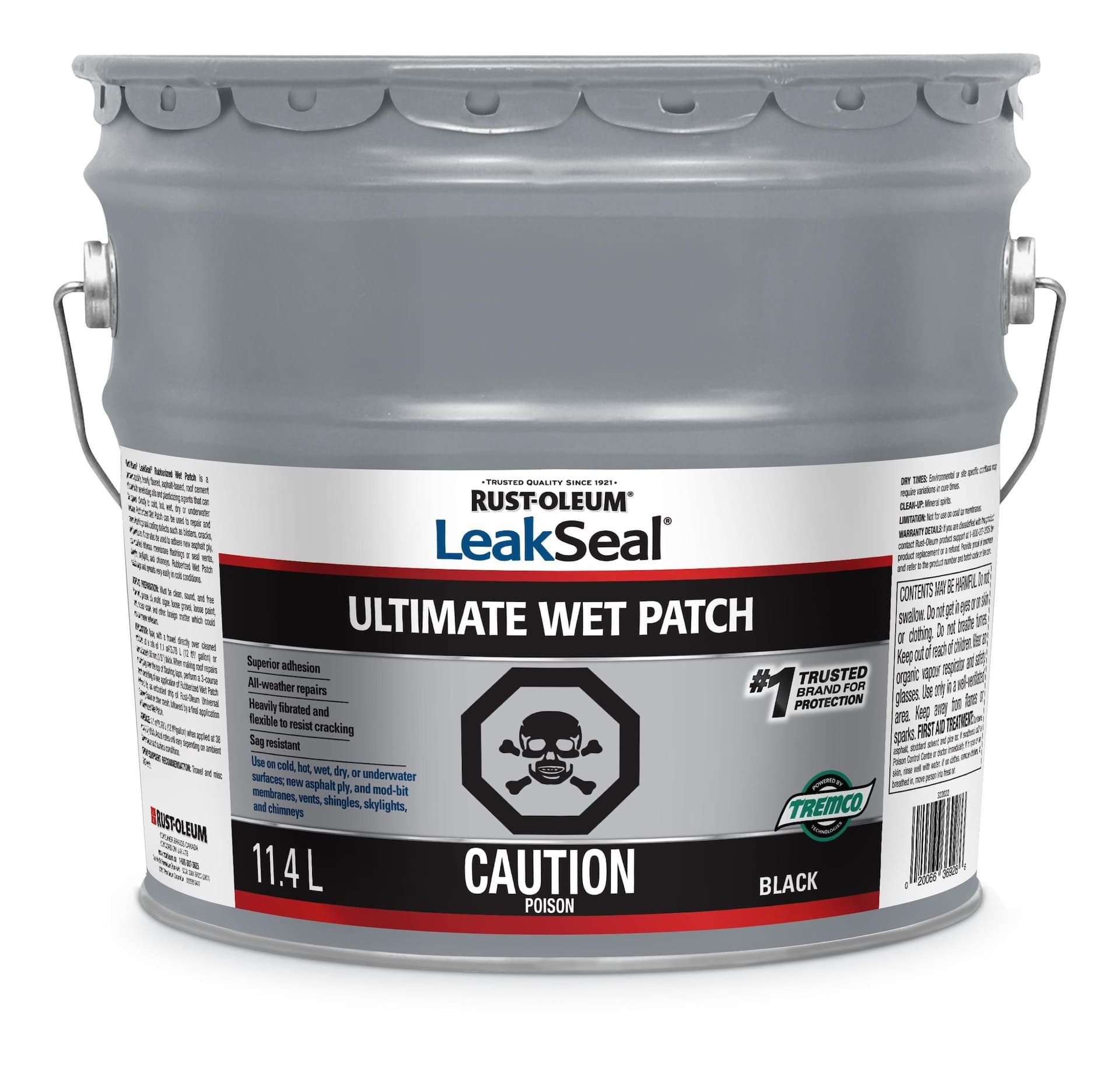 Rust-Oleum LeakSeal Ultimate Wet Patch, All-Weather Surface & Roof Repairs, Black, 11.4-L