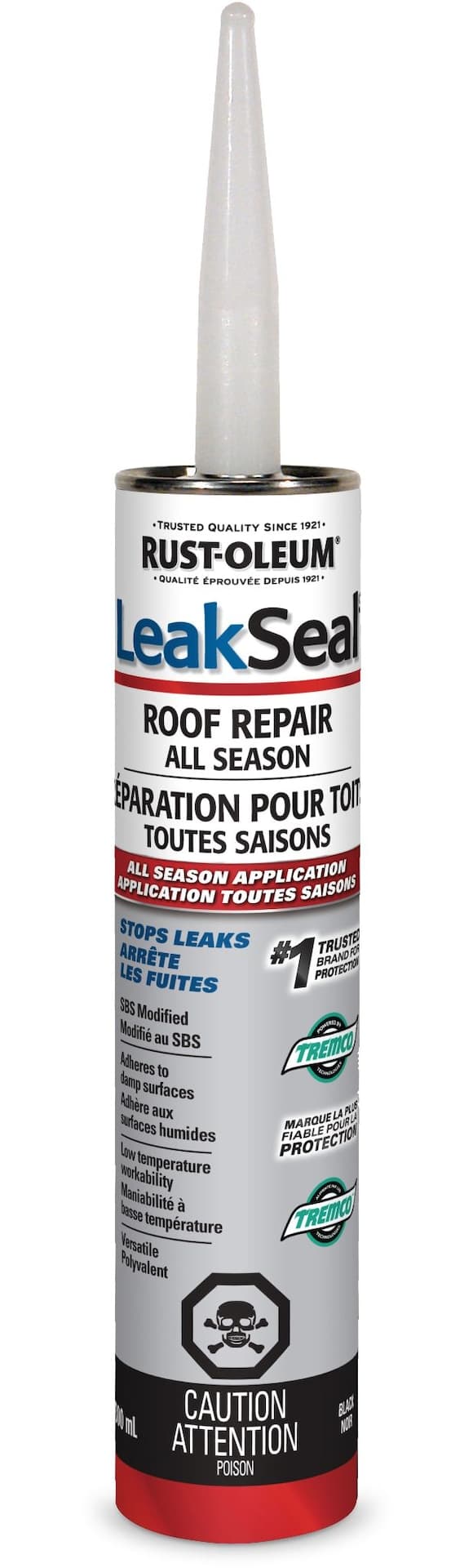 Rust-Oleum LeakSeal Waterproof All-Season Roof Repair Sealant, Wet/Dry, Black, 300-mL