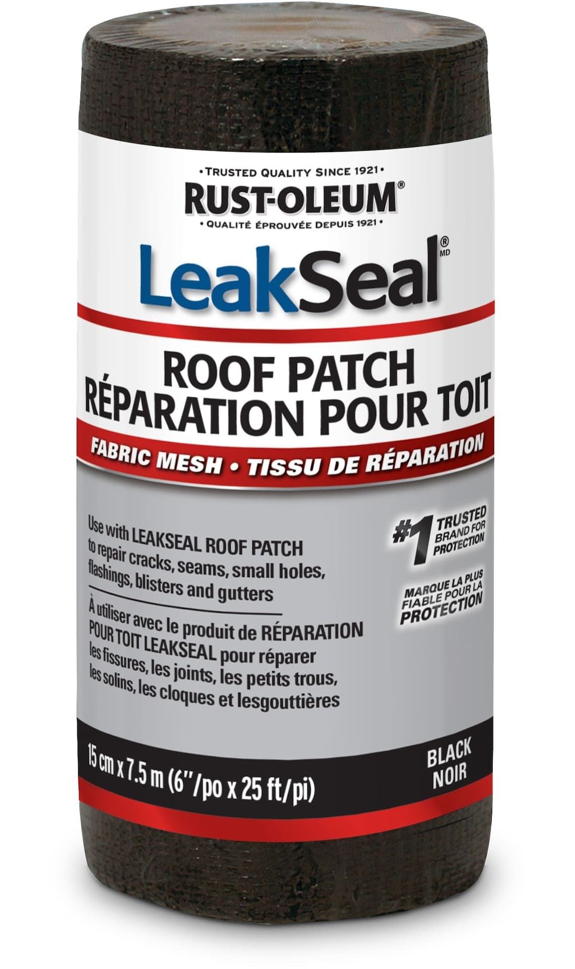 Rust-Oleum LeakSeal Roof Repair Patch, Waterproof Fiberglass Fabric Mesh, Black, 15-cm x 7.5-m