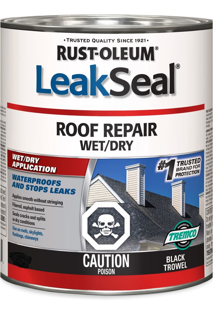 Rust-Oleum LeakSeal Waterproof Roof Repair Sealant, Wet/Dry Application, Black Trowel, 946-mL