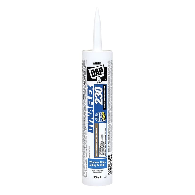 DAP Dynaflex 230 Premium Waterproof Elastomeric Sealant For Windows/Doors/Trim, White, 300-mL