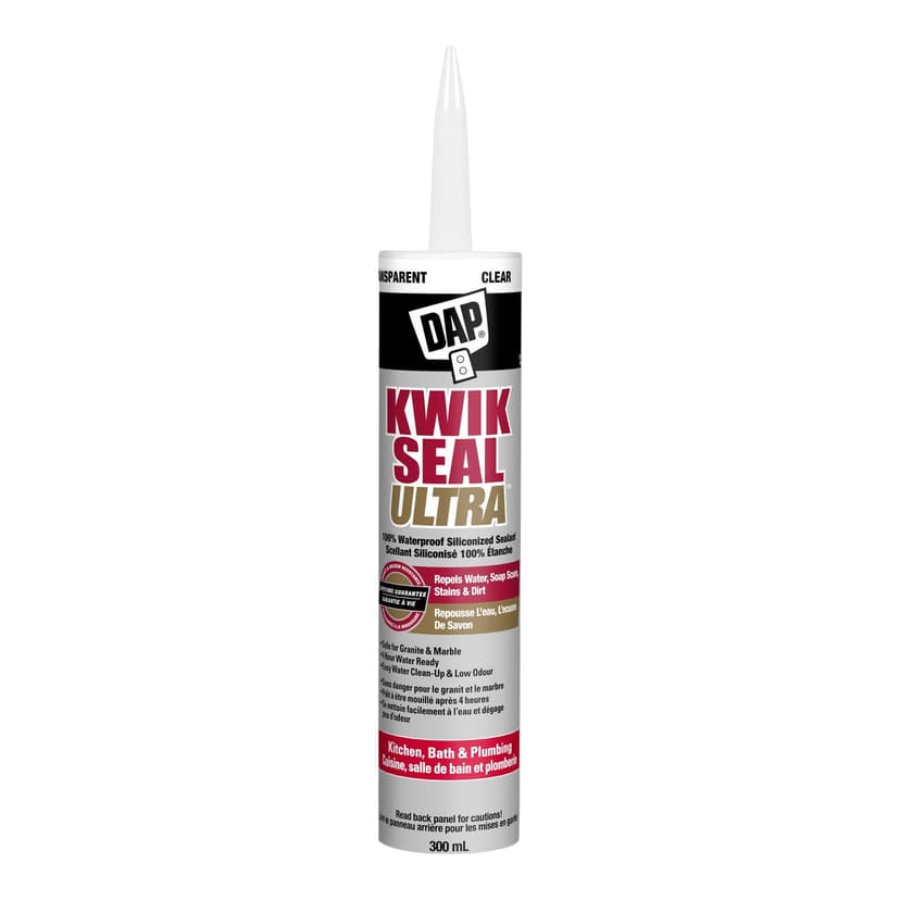 DAP Kwik Seal Ultra Kitchen, Bath & Plumbing Siliconized Sealant, Clear, 300-ml