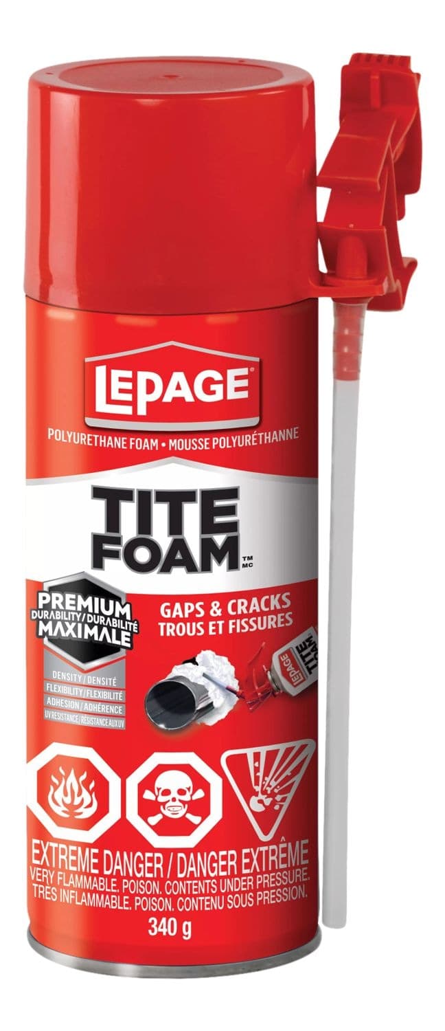 LePage TiteFoam Gaps & Cracks, Premium Durability Insulating Foam Sealant, Weatherproof, 340-g