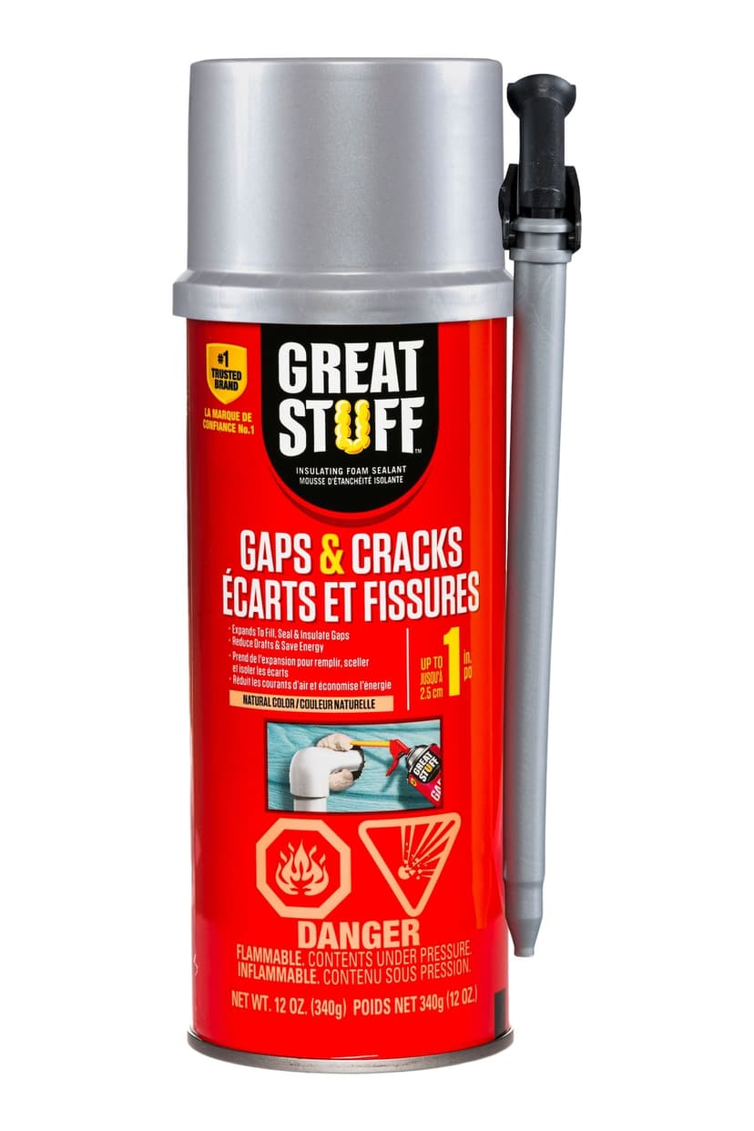 Great Stuff Gaps & Cracks Insulating Foam Sealant with Smart Dispenser, Indoor/Outdoor Use, 12-oz