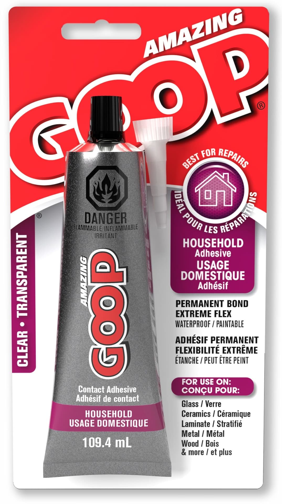 Amazing Goop Multi-Purpose Household Adhesive Glue & Sealant, Waterproof, Clear, 109.4-mL