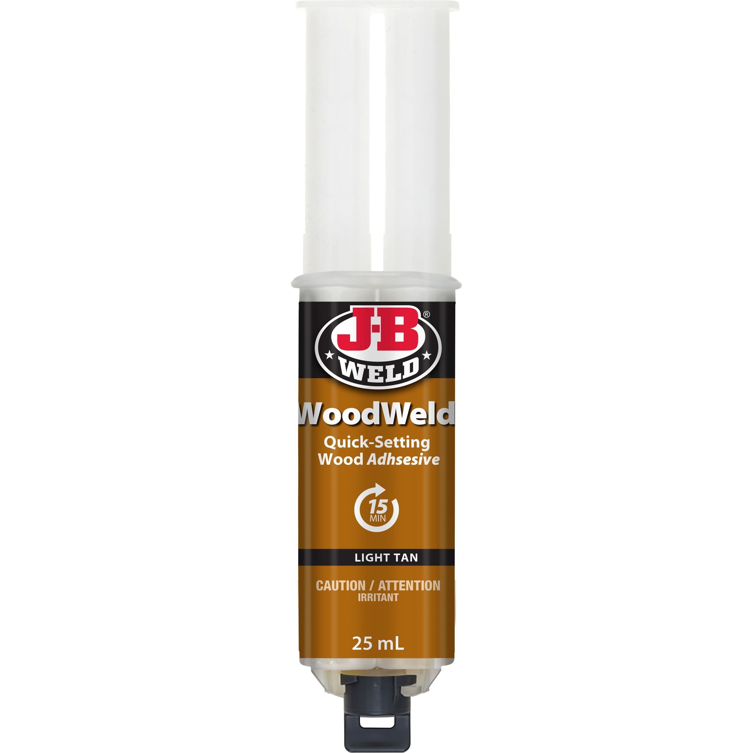 J-B Weld WoodWeld Quick Setting Wood Epoxy Glue Adhesive Syringe, Light Tan, 25-mL