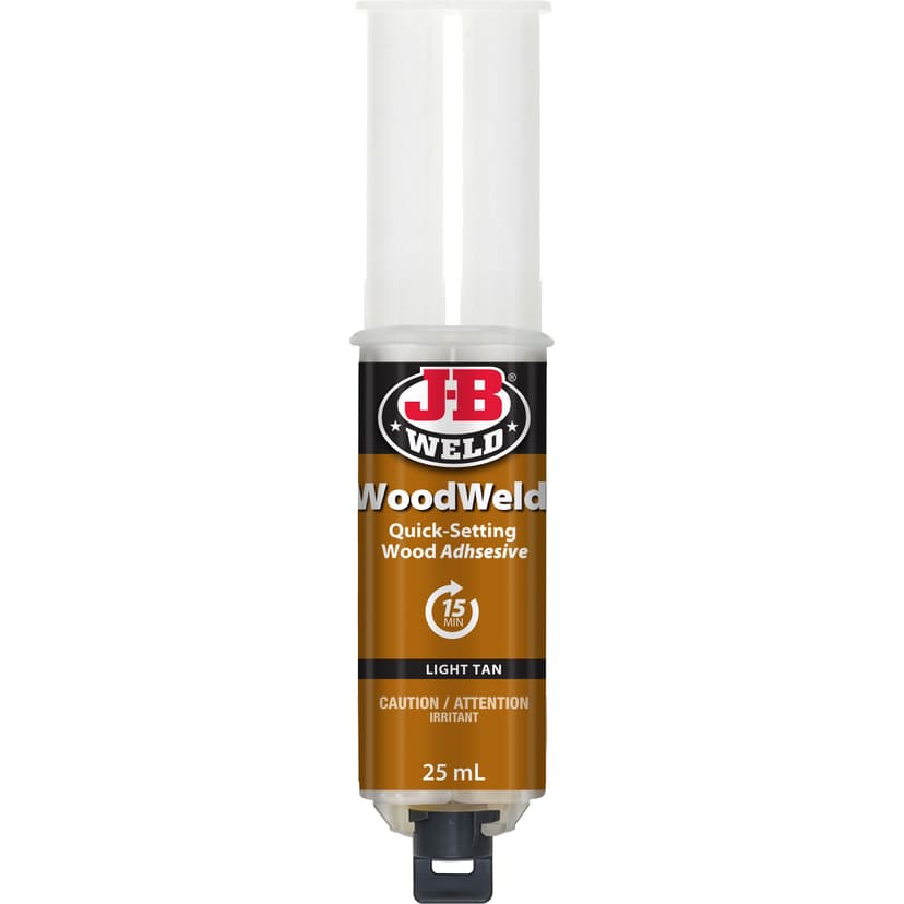 J-B Weld WoodWeld Quick Setting Wood Epoxy Glue Adhesive Syringe, Light Tan, 25-mL