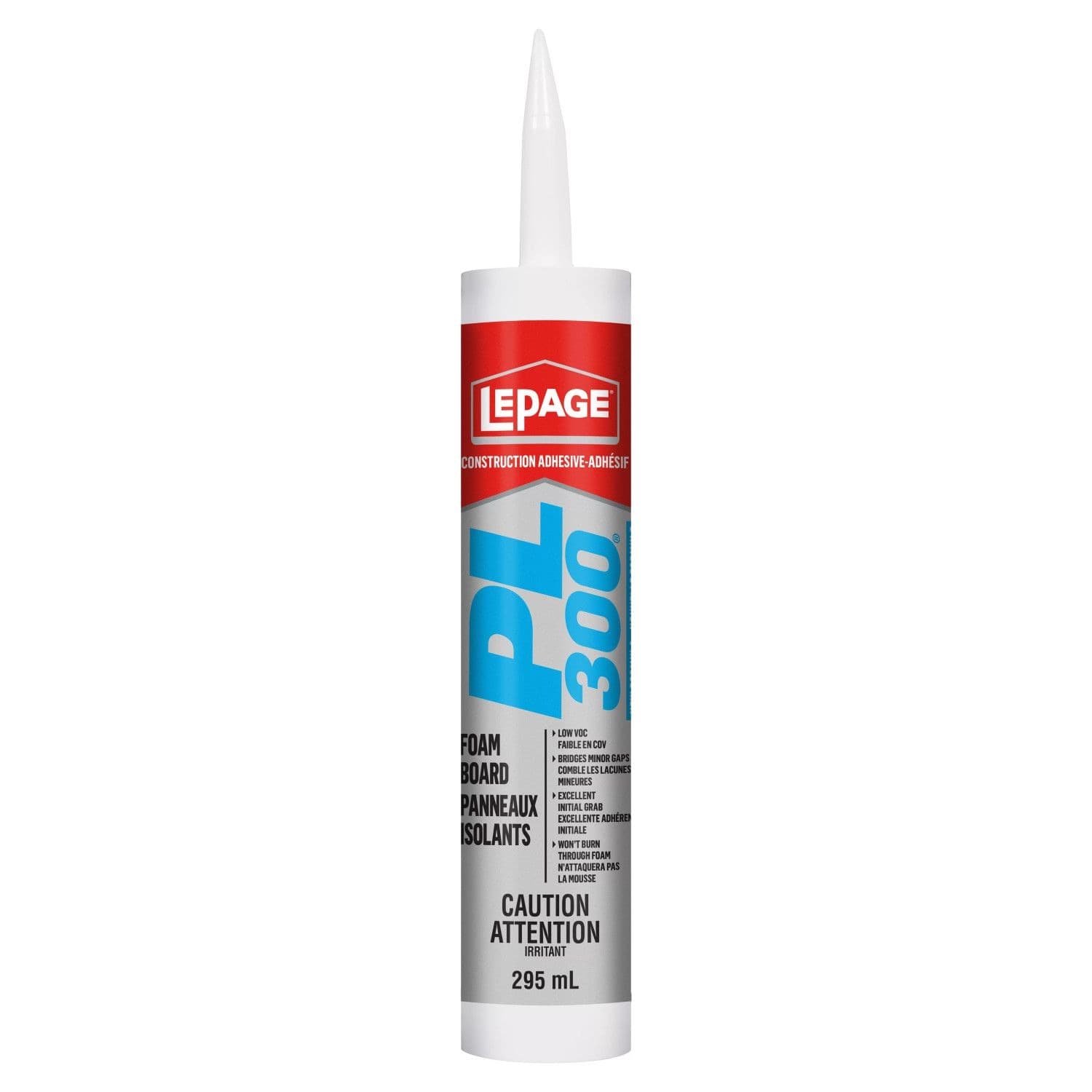 LePage PL 300 Foam Board Insulation Construction Adhesive Glue, Weatherproof, 295-mL