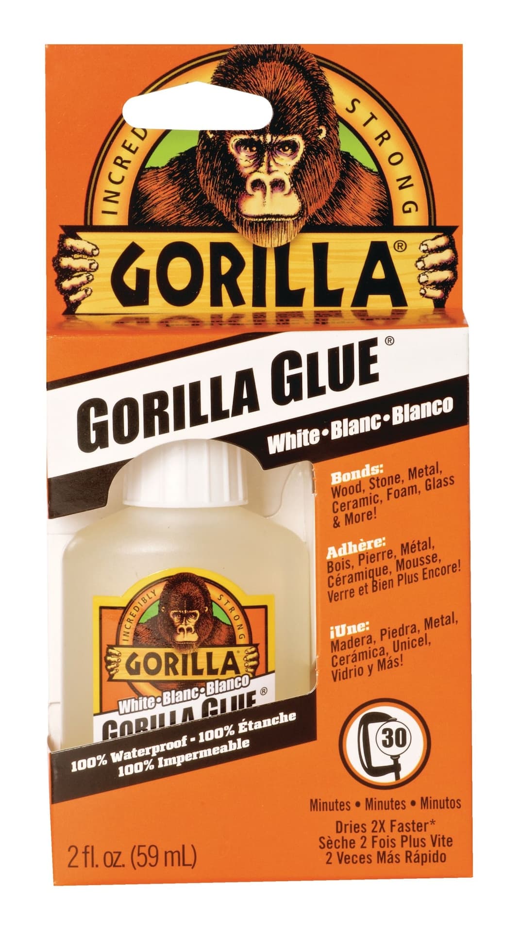 Gorilla Indoor/Outdoor Waterproof Adhesive, Dries White, 2-oz