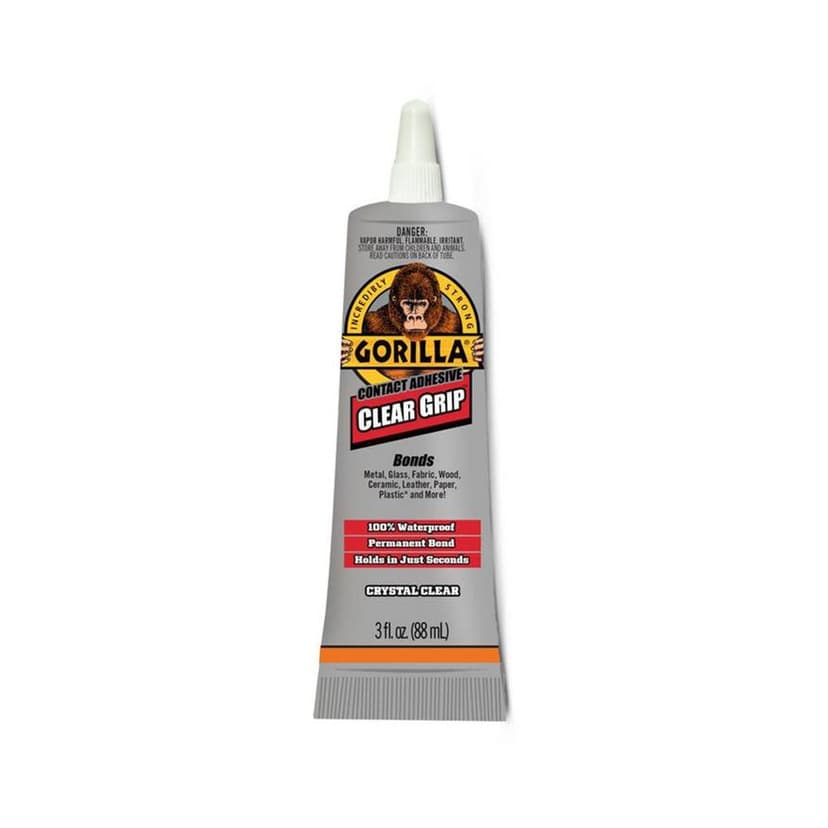Gorilla Glue Clear Grip Permanent Bond Contact Adhesive, Waterproof, Crystal Clear, 88-mL