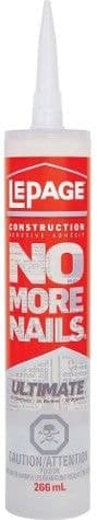 LePage No More Nails Ultimate Crystal Clear All-Purpose Construction Adhesive Glue, 266-mL