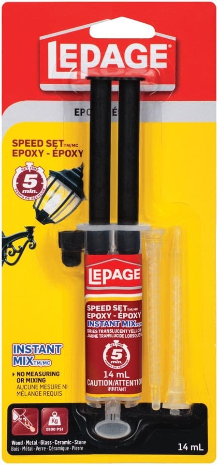 LePage 5-Minute Speed Set Multi-Purpose Epoxy Glue Adhesive/Filler, Water-Resistant, 14-mL