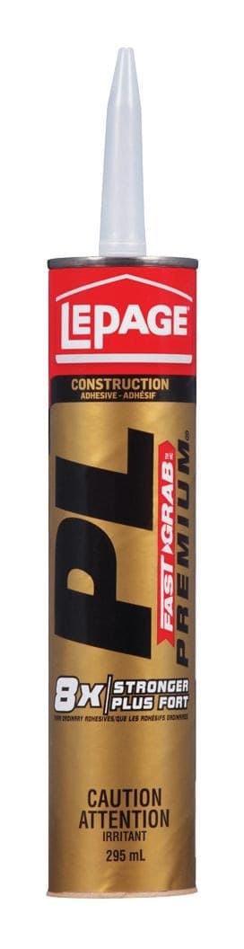 LePage PL Fast Grab Premium Polyurethane Construction Adhesive Glue, Grey, 295-mL