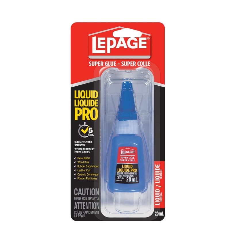LePage Liquid Pro Super Glue Multi-Purpose Cyanoacrylate Adhesive, Fast-Setting, Clear, 20-mL