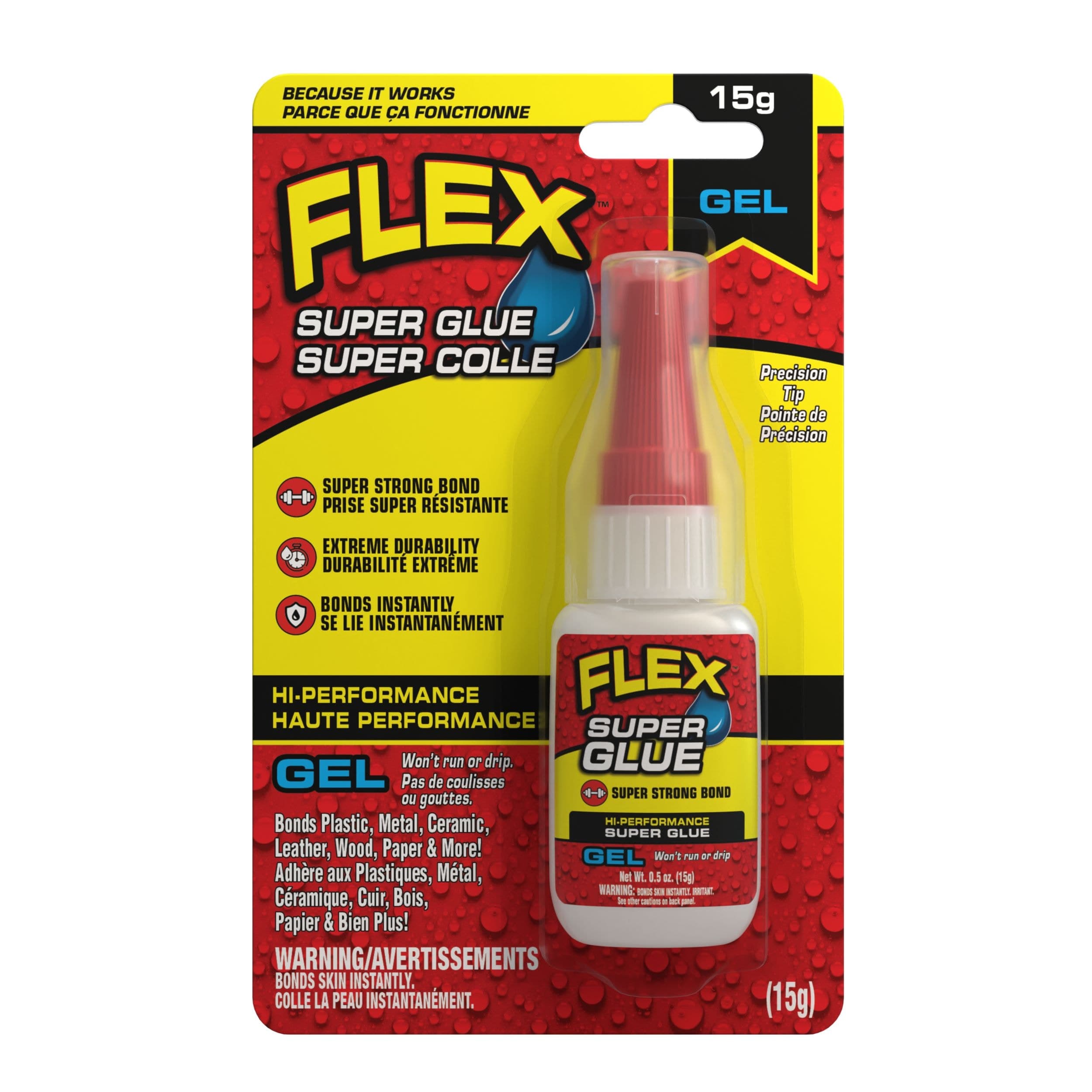 Flex Super Glue™ Hi-Performance Rubberized Adhesive Gel with Precision Tip, 15-g