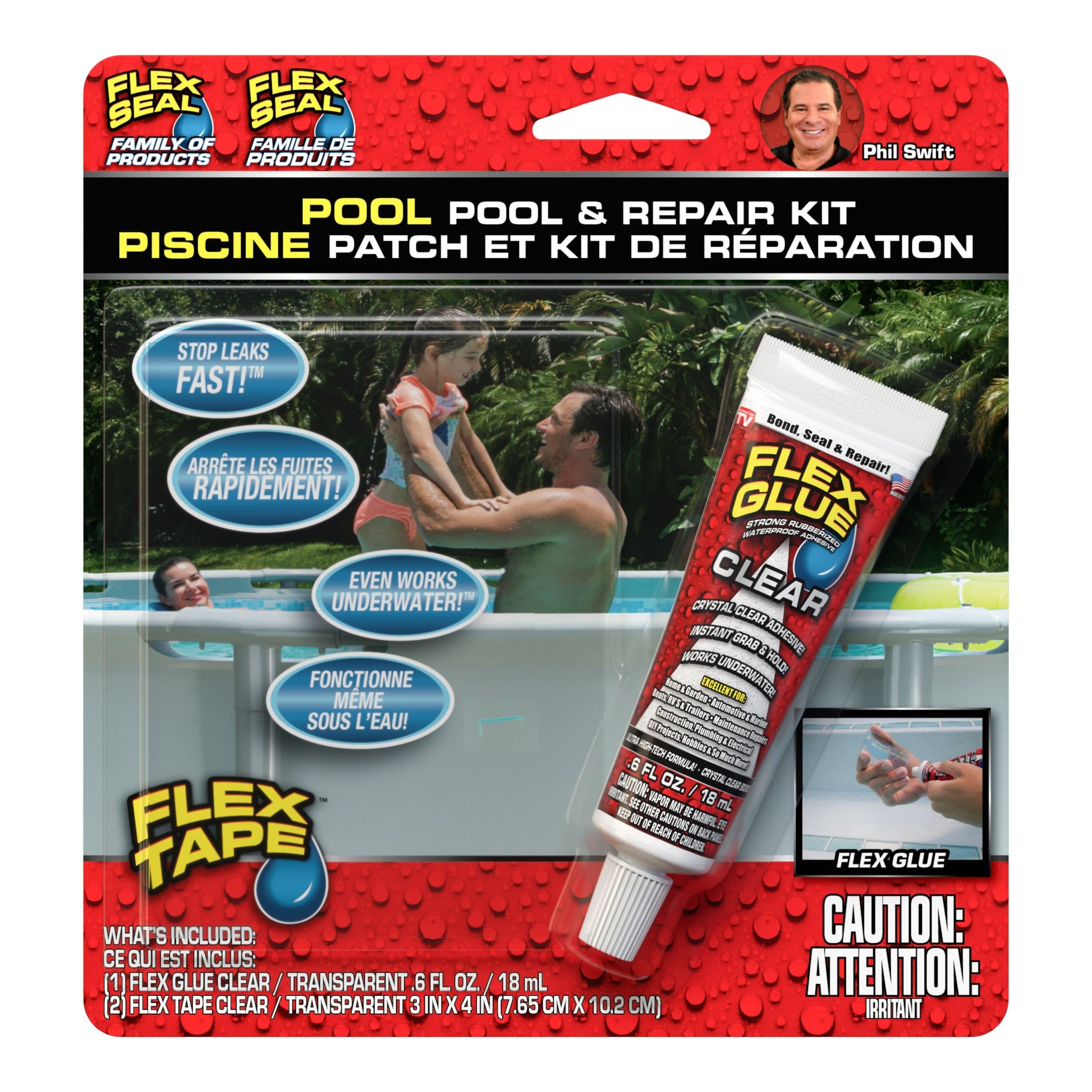 Flex Seal Rubberized Waterproof Adhesive Pool Patch & Repair Kit