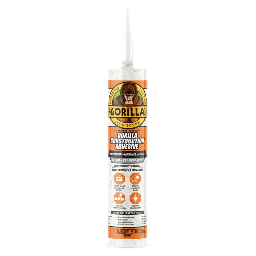Gorilla Max Strength Construction Adhesive, Clear, 266-mL