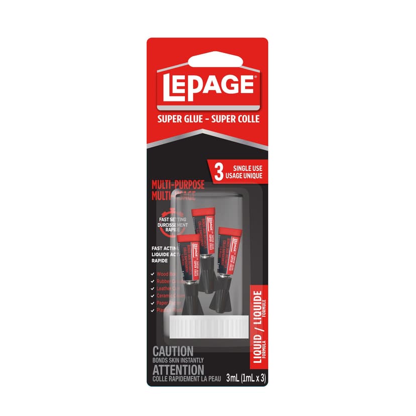 LePage Multi-Purpose Super Glue Liquid, 1mL, 3-pk