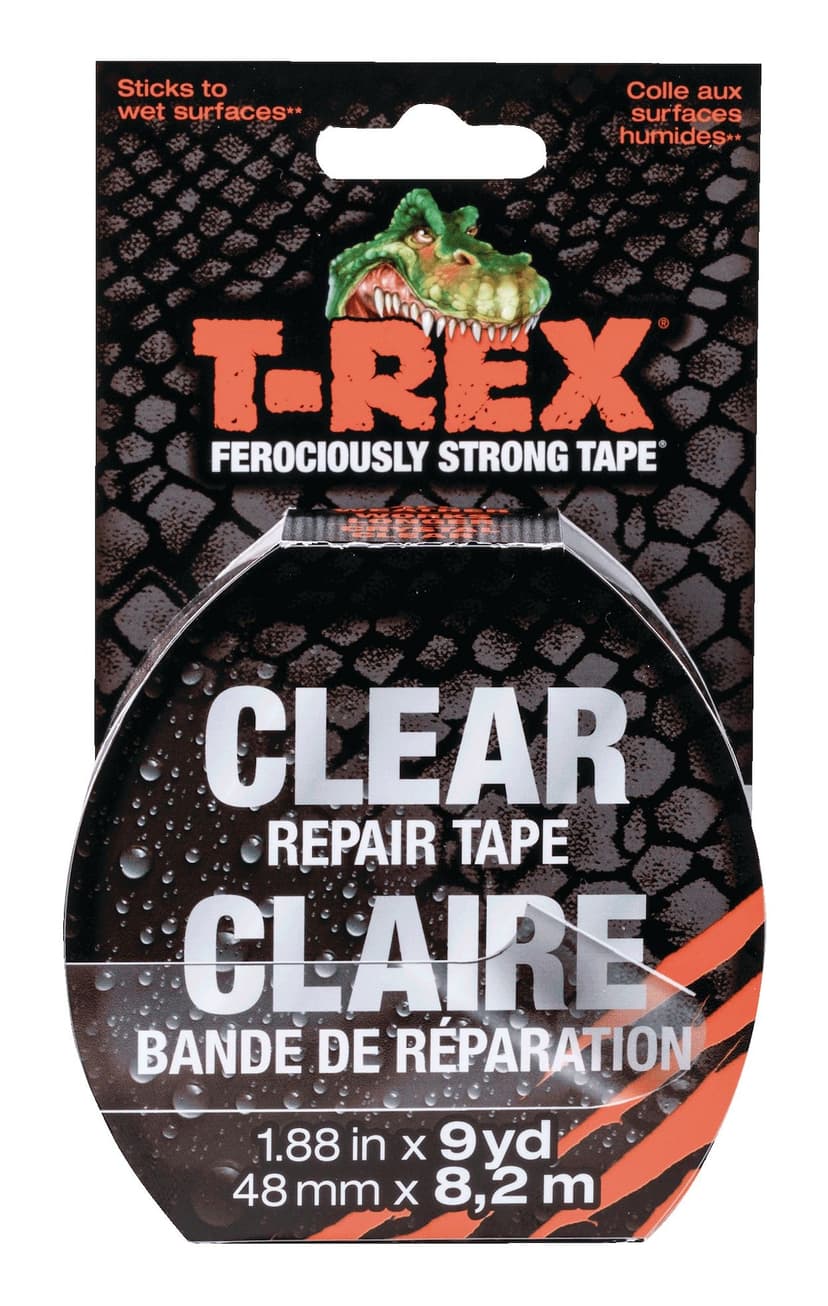 T-Rex Ferociously Strong Tape, In/Outdoor All-Weather Repair Tape, Clear, 48-mm x 8.2-m