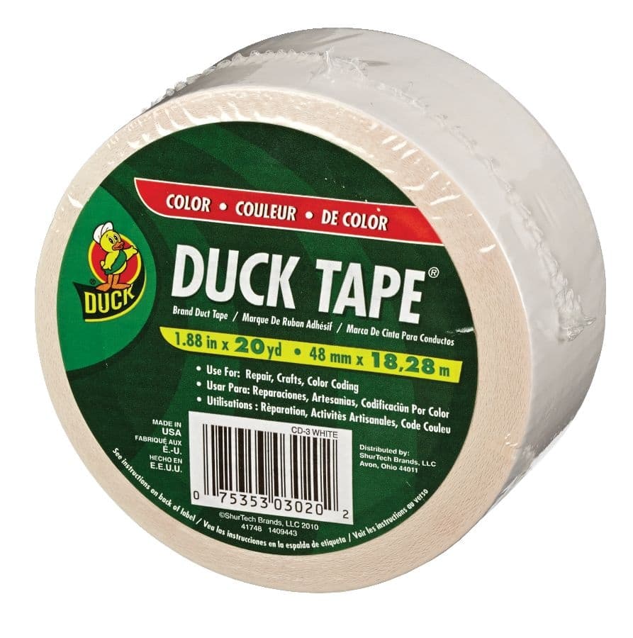 Duck Tape Multi-Purpose Utility Duct Tape, High-Strength Adhesive, White, 1.88-in x 20-yd