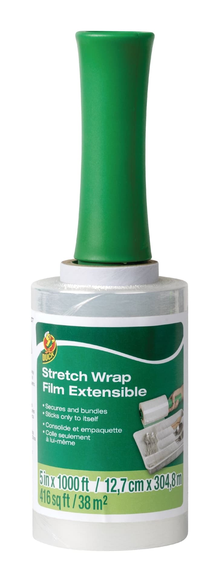 Duck Plastic Stretch Wrap Film For Moving, Packing & Storage, Clear, 5-in x 1000-ft