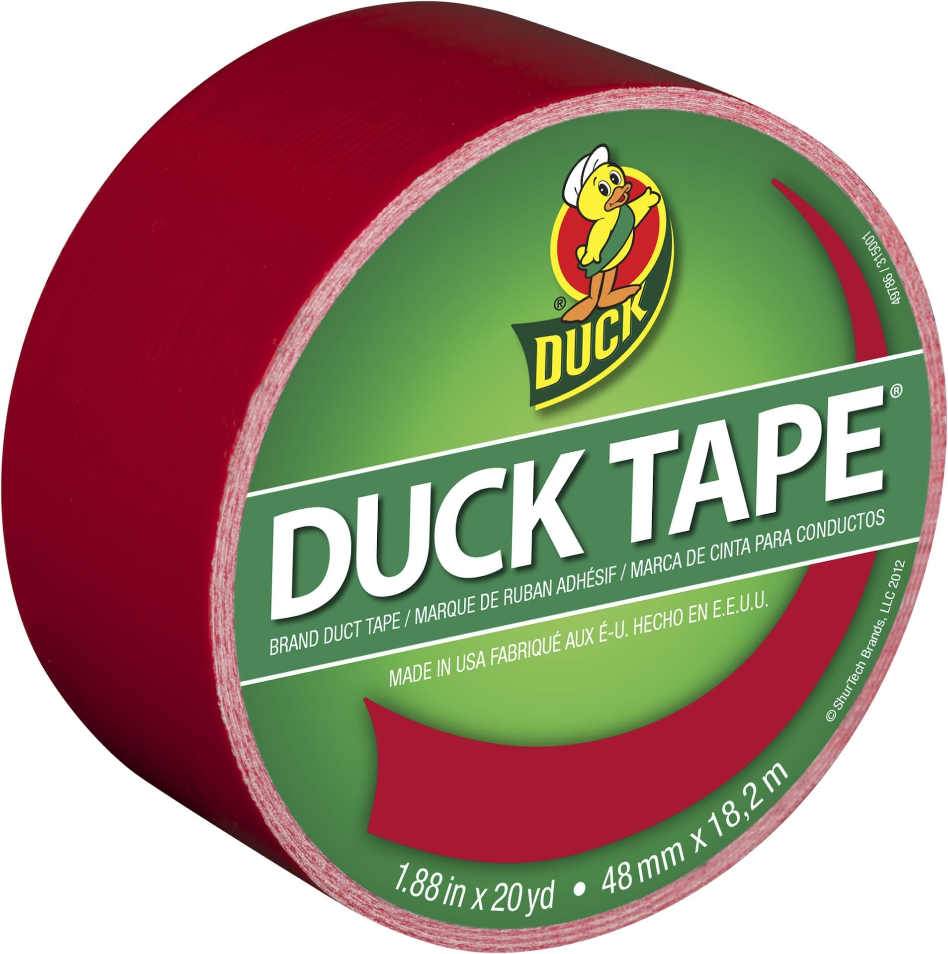Duck Tape Multi-Purpose Utility Duct Tape, High-Strength Adhesive, Red, 1.88-in x 20-yd