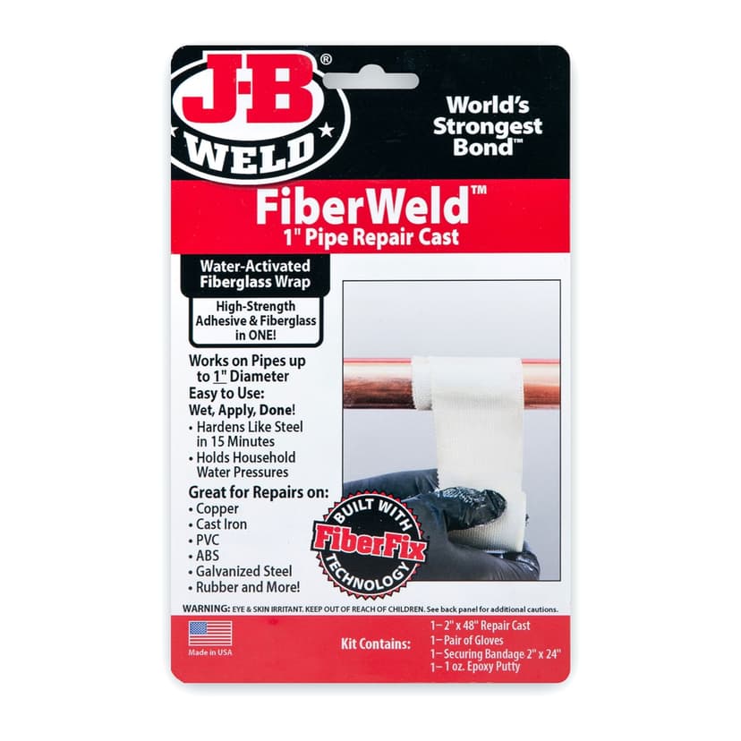 J-B Weld Fiber Weld 1-Inch Pipe Repair Cast, Water-Activated Fiberglass Wrap, 2 x 48-in