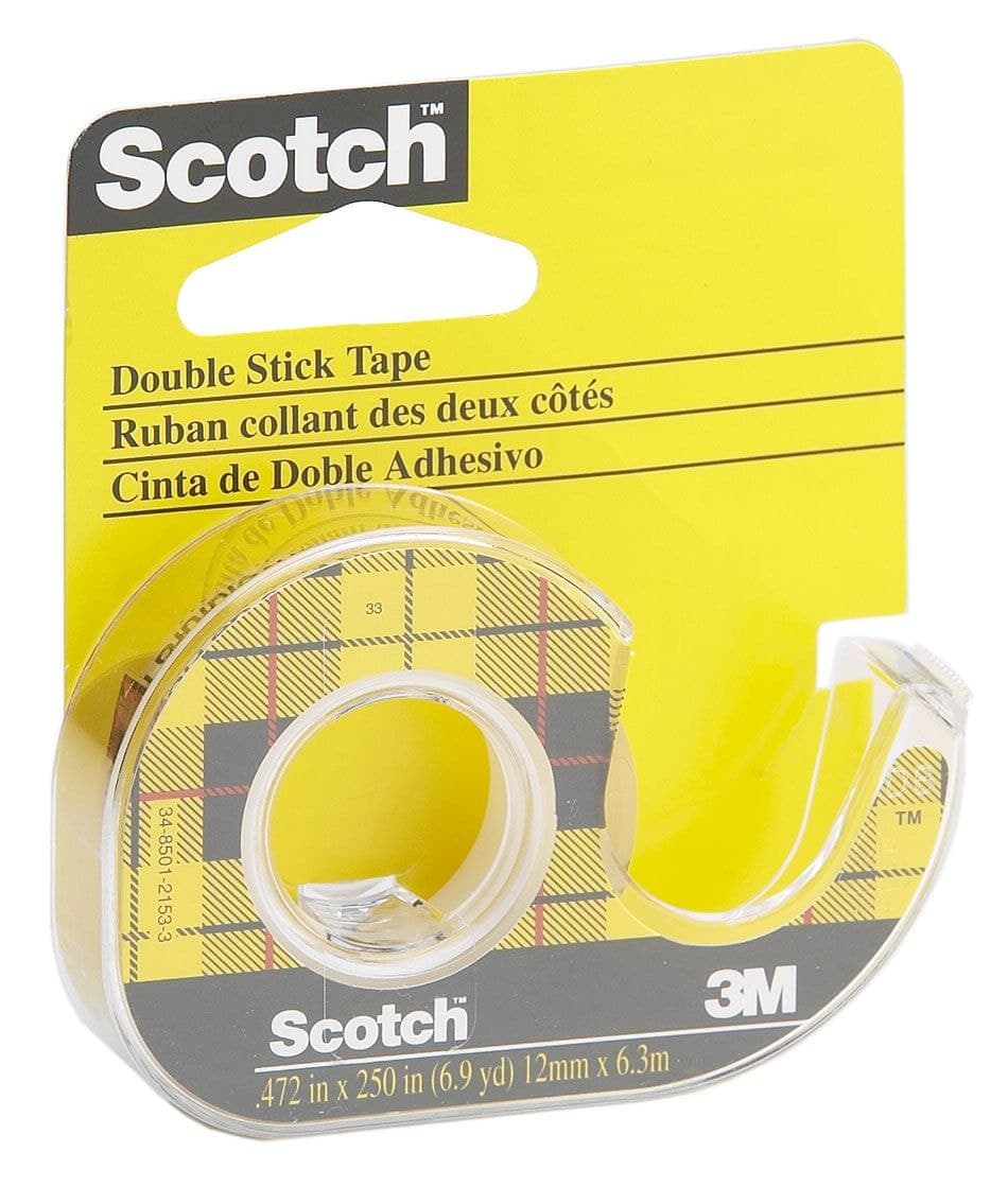 3M Scotch Double-Stick Double-Sided Tape in Dispenser, Long-Lasting, Clear, 12-mm x 6.3-m