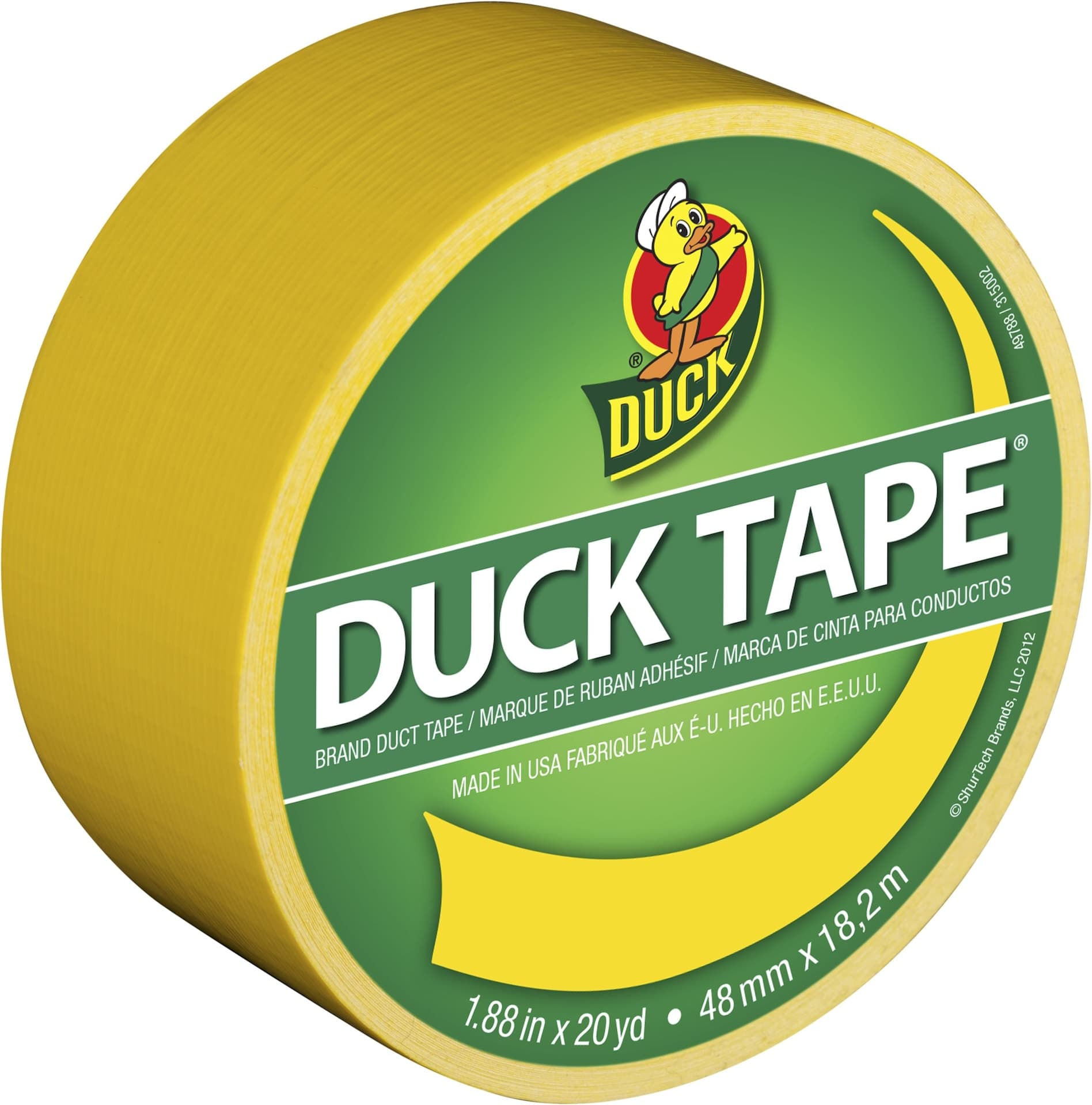 Duck Tape Multi-Purpose Utility Duct Tape, High-Strength Adhesive, Yellow, 1.88-in x 20-yd