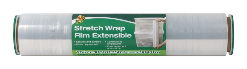 Duck Plastic Stretch Wrap Film For Moving, Packing & Storage, Clear, 20-in x 1000-ft