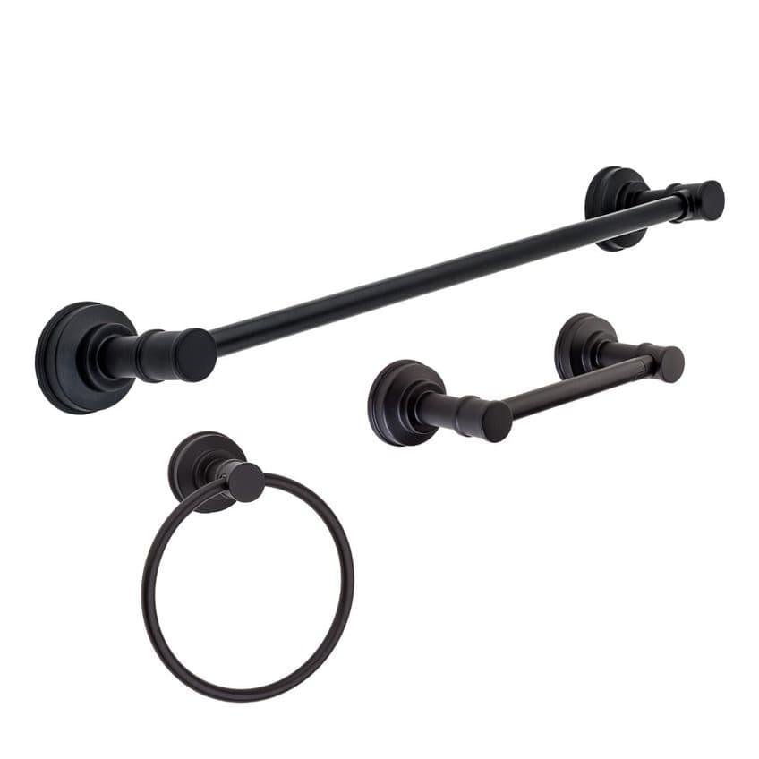 Pfister Breckenridge Decorative Bathroom Hardware Accessories Kit, Matte Black, 3-pc