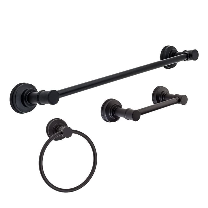 Pfister Breckenridge Decorative Bathroom Hardware Accessories Kit, Matte Black, 3-pc